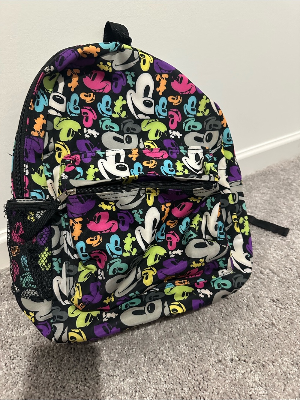 Disney Black Backpack with Neon Cartoon Faces